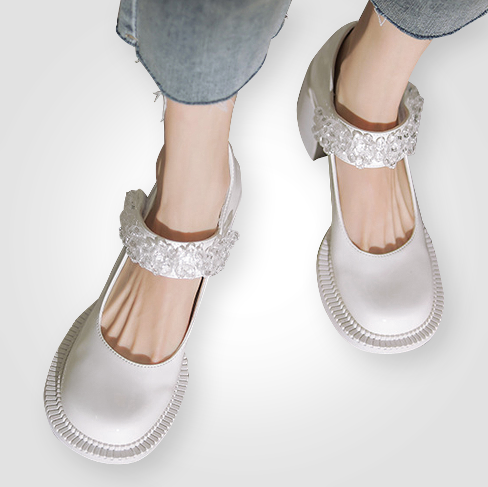 ♀Bijou Round Toe Enamel Shoes