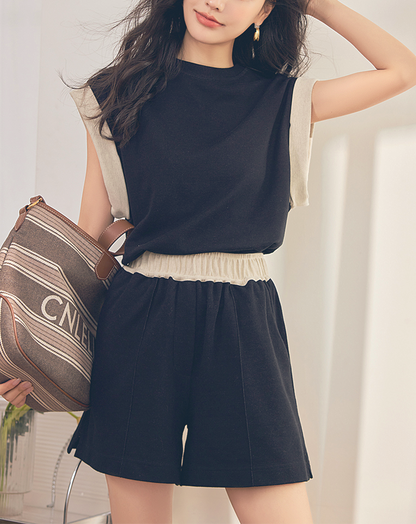 ♀Square Sleeveless Shirt & Short Pants