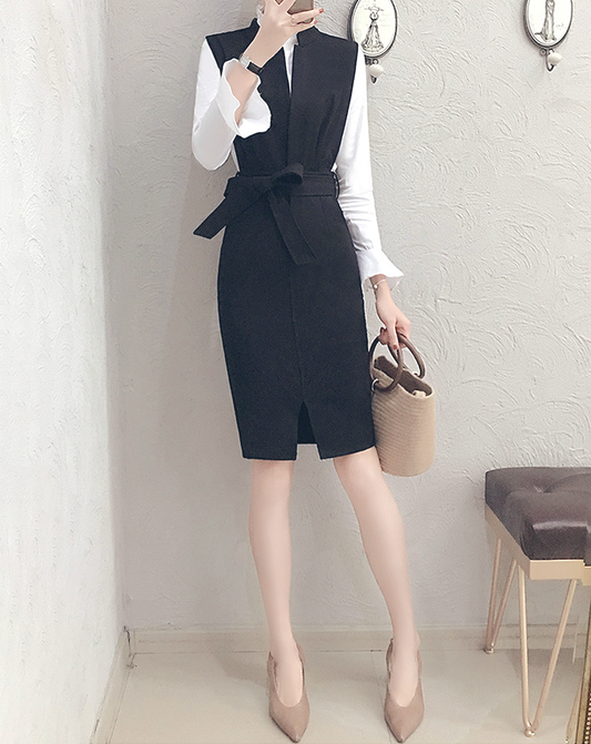 ♀Extension Cuffs Shirt & Slit Dress