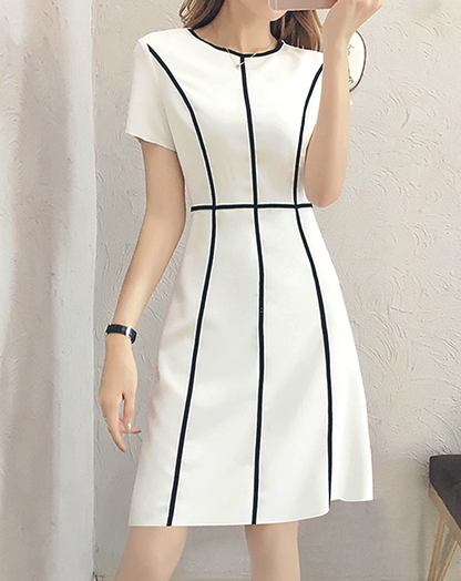 ♀Line Design Short Sleeve Dress