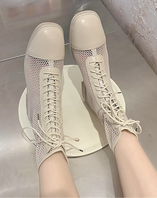 ♀Mesh Lace-up Boots