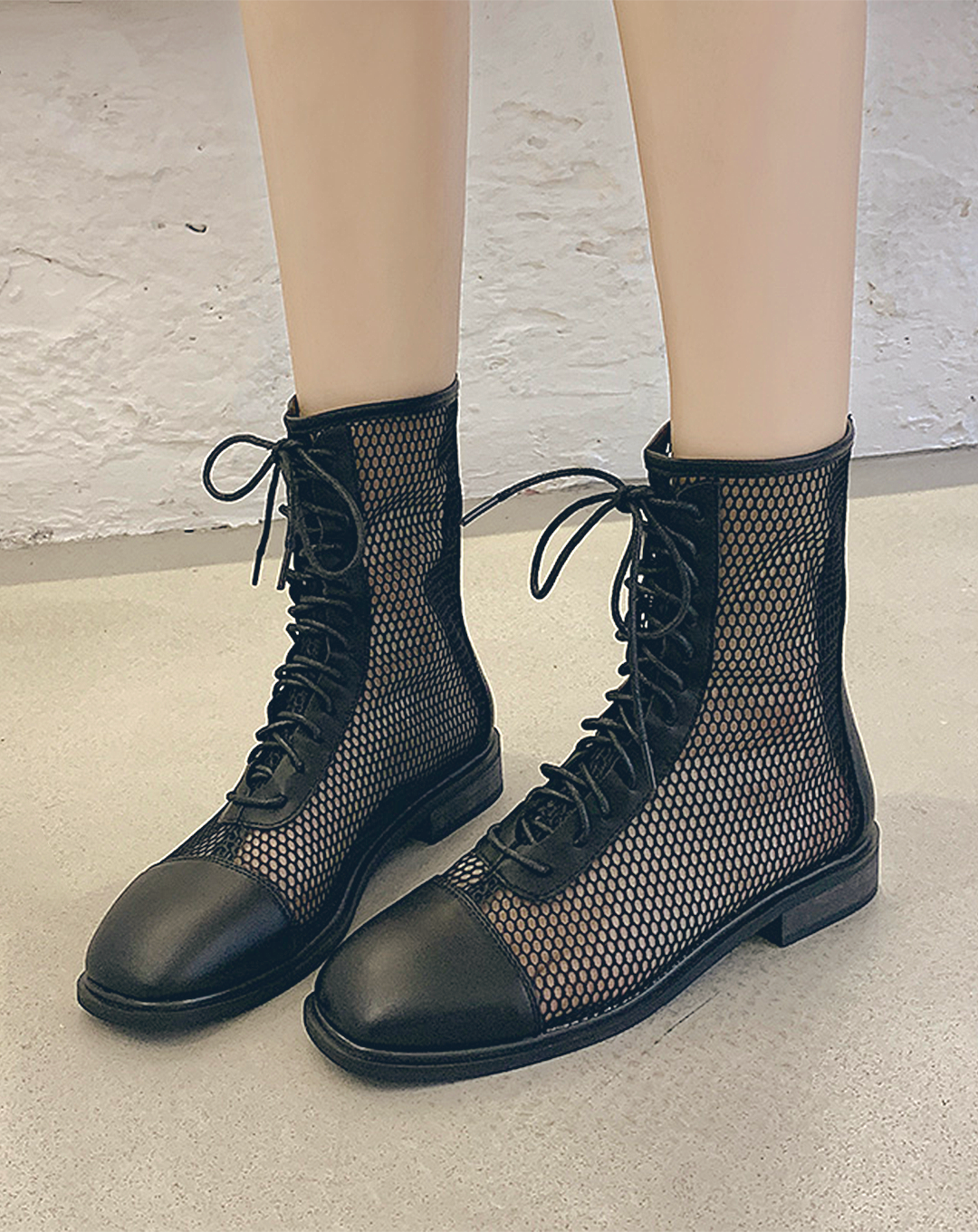 ♀Mesh Lace-up Boots