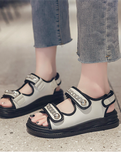 ♀Chain Design Velcro Sandals