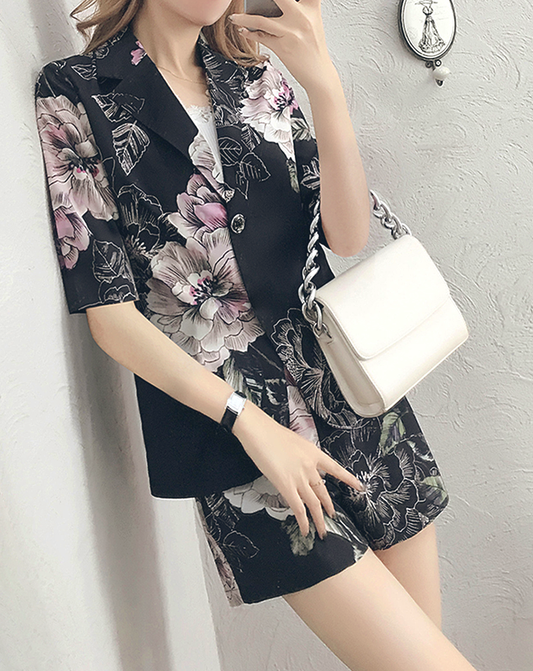 ♀Floral Short Sleeve  Shirt & Short Pants