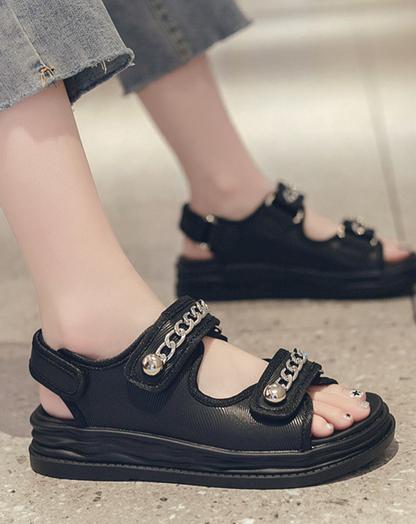 ♀Chain Design Velcro Sandals