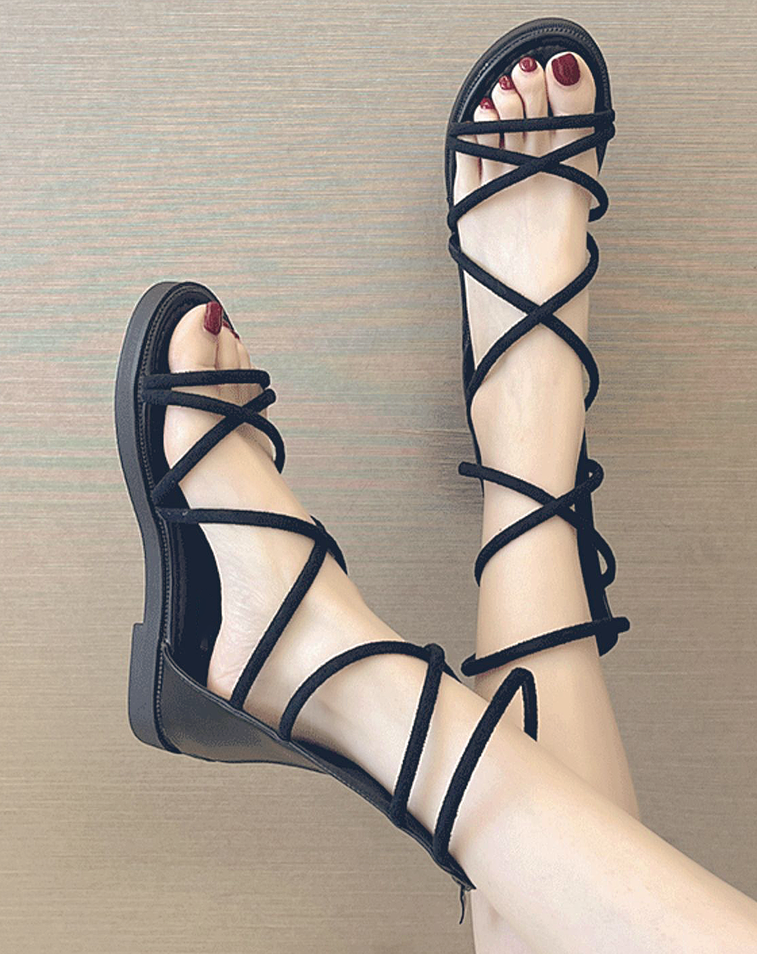 ♀Narrow Lace Gladiator Sandals