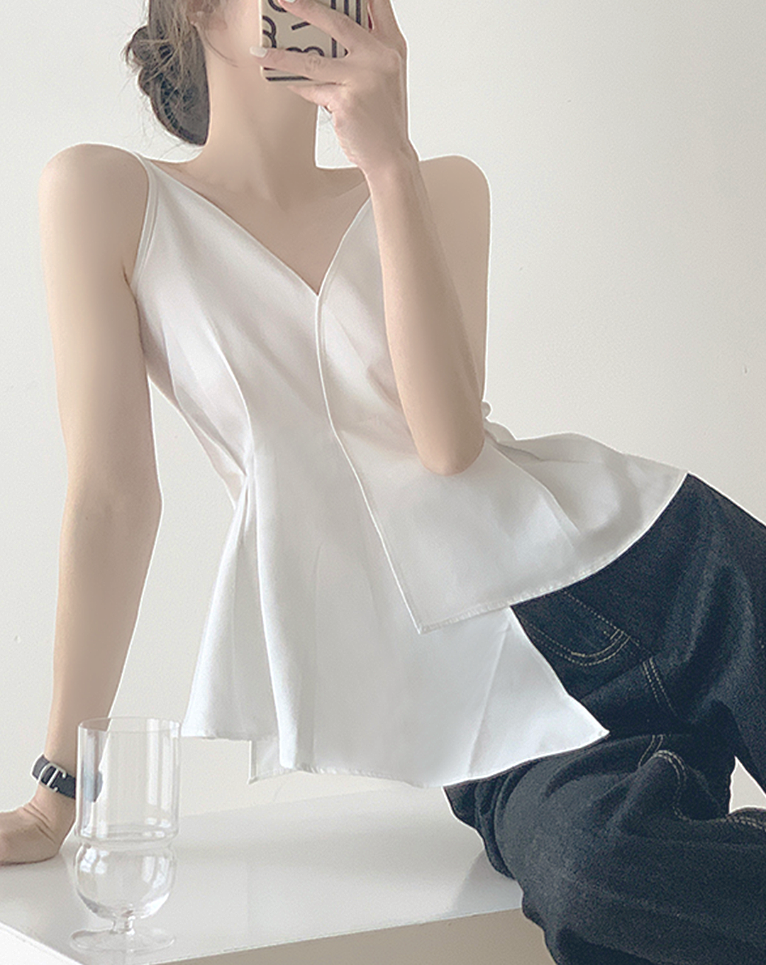 ♀Waist Tuck Asymmetric Camisole