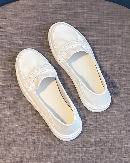 ♀White Soft Flat Shoes