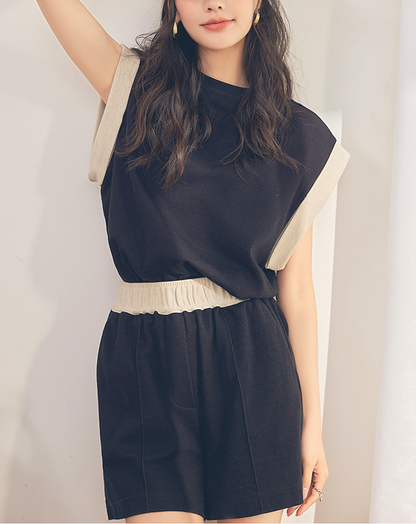 ♀Square Sleeveless Shirt & Short Pants