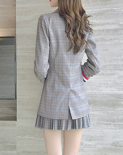 ♀Glen Plaid Skirt Suit