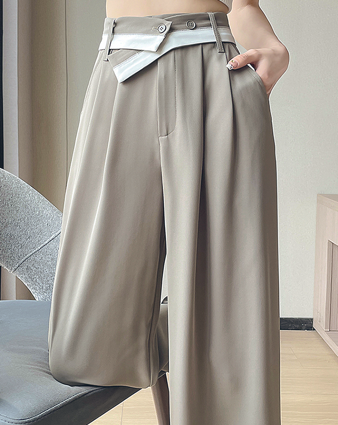 ♀Folded Waist Loose Pants