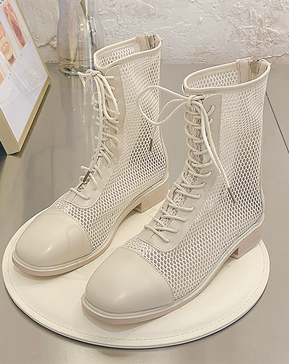 ♀Mesh Lace-up Boots