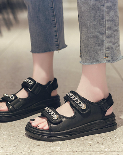 ♀Chain Design Velcro Sandals