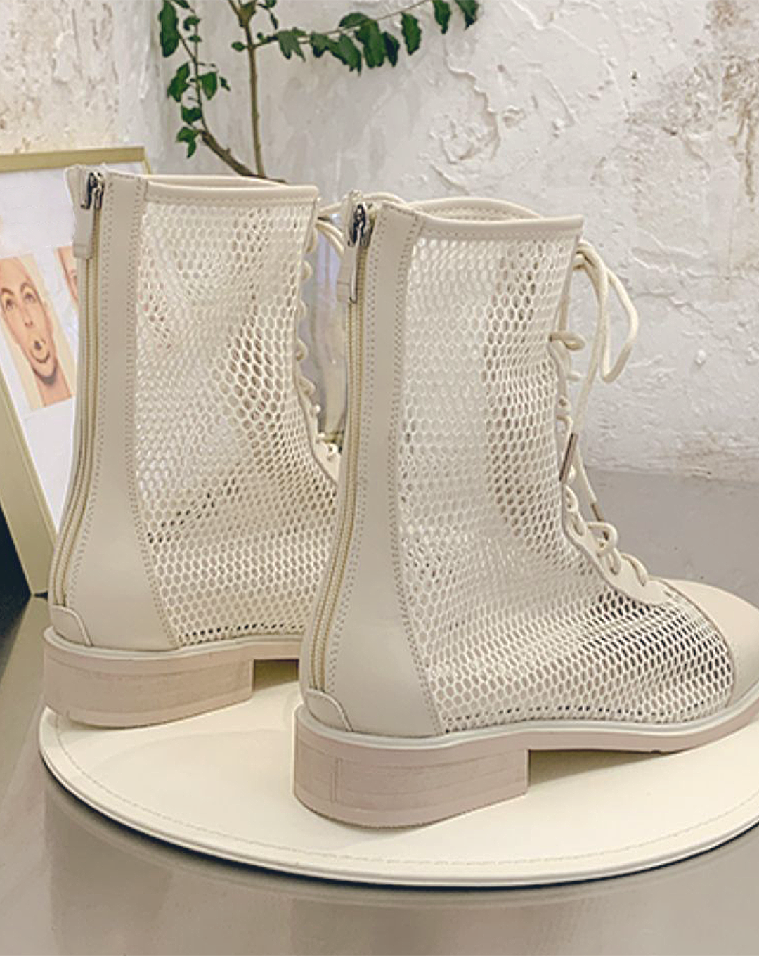 ♀Mesh Lace-up Boots