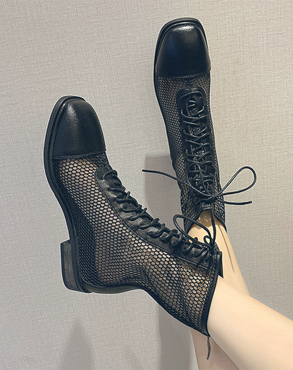 ♀Mesh Lace-up Boots