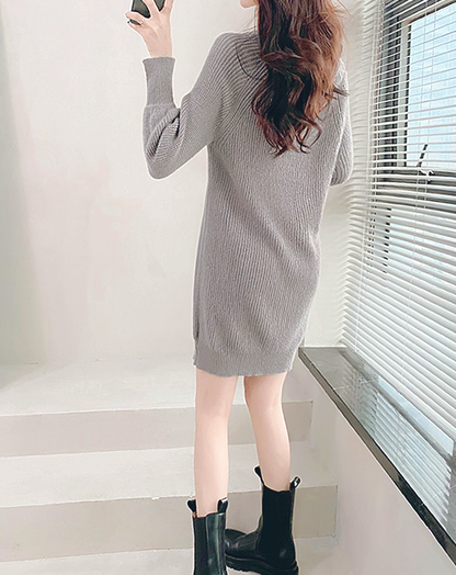 ♀Belt One Shoulder Knit Dress
