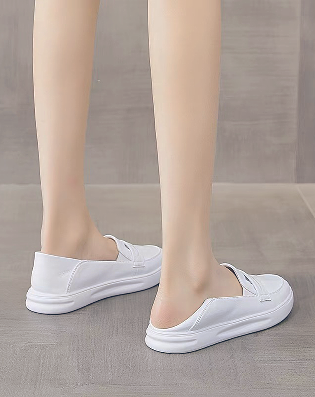 ♀White Soft Flat Shoes