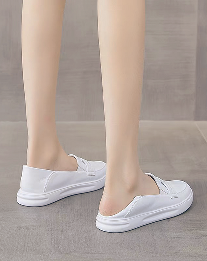 ♀White Soft Flat Shoes