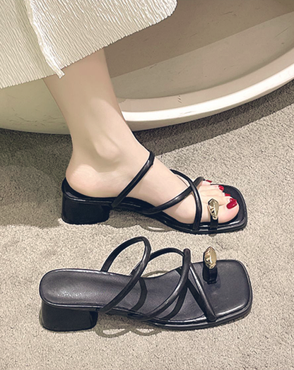 ♀Thumb Loop Narrow Strap Sandals