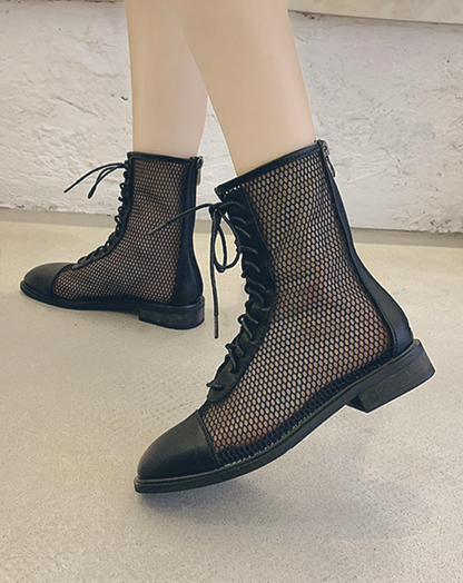 ♀Mesh Lace-up Boots