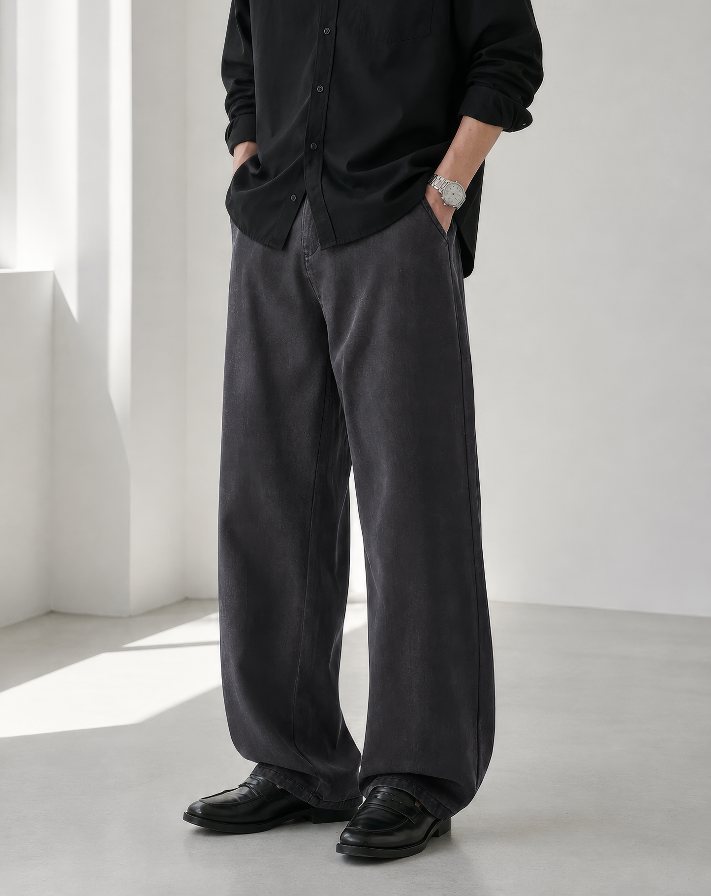 ♂Faded Black Wide Pants