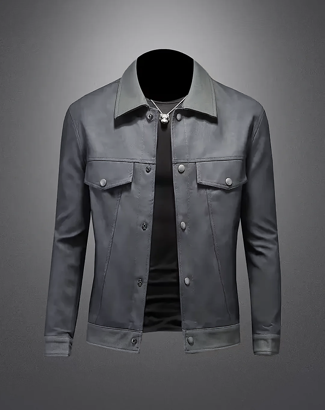 ♂Leather Style Button Jacket