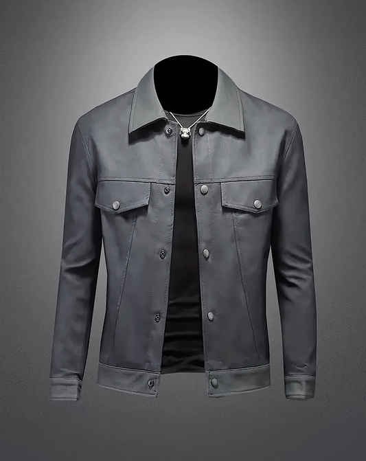 ♂Leather Style Button Jacket
