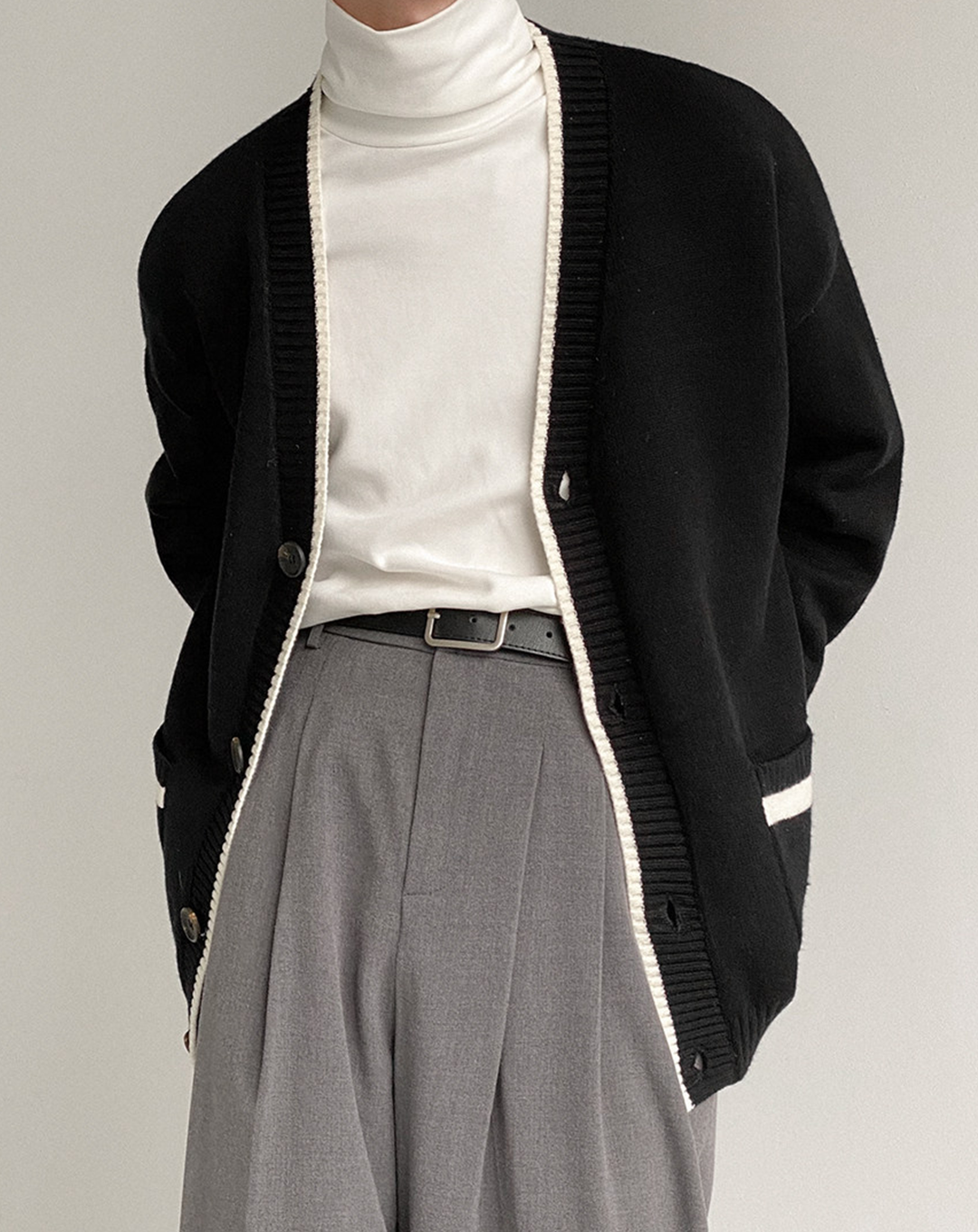 ♂Monochrome Knit Cardigan