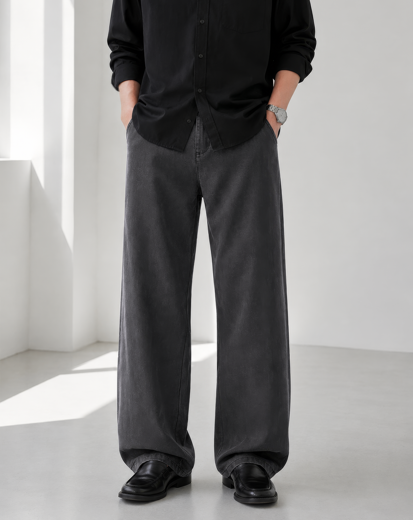 ♂Faded Black Wide Pants