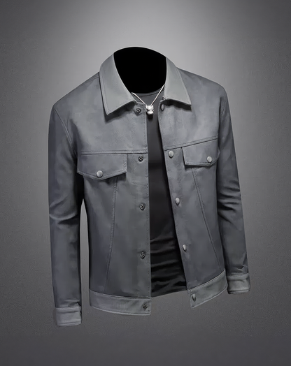♂Leather Style Button Jacket