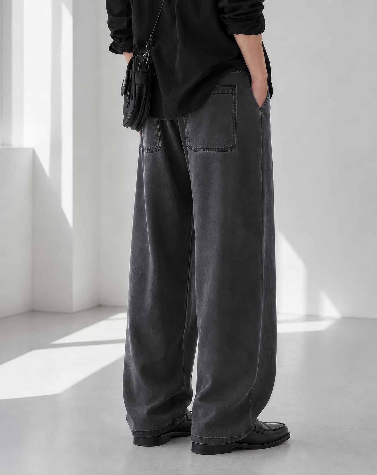 ♂Faded Black Wide Pants