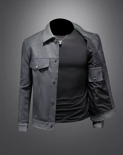 ♂Leather Style Button Jacket
