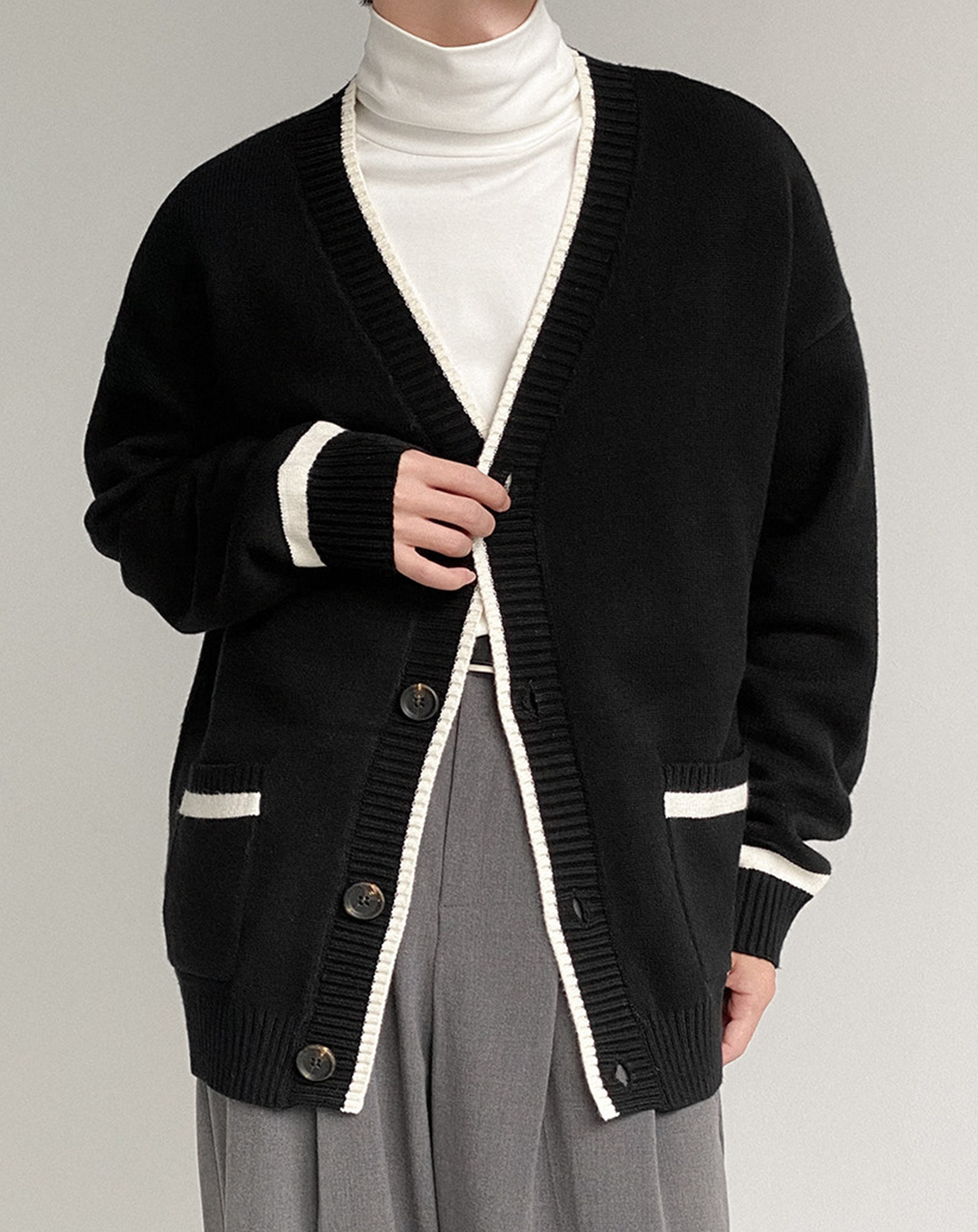 ♂Monochrome Knit Cardigan