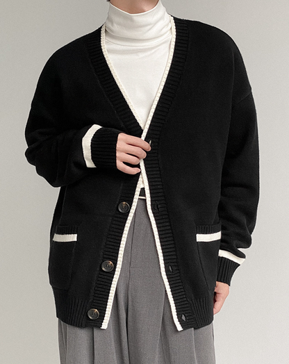 ♂Monochrome Knit Cardigan