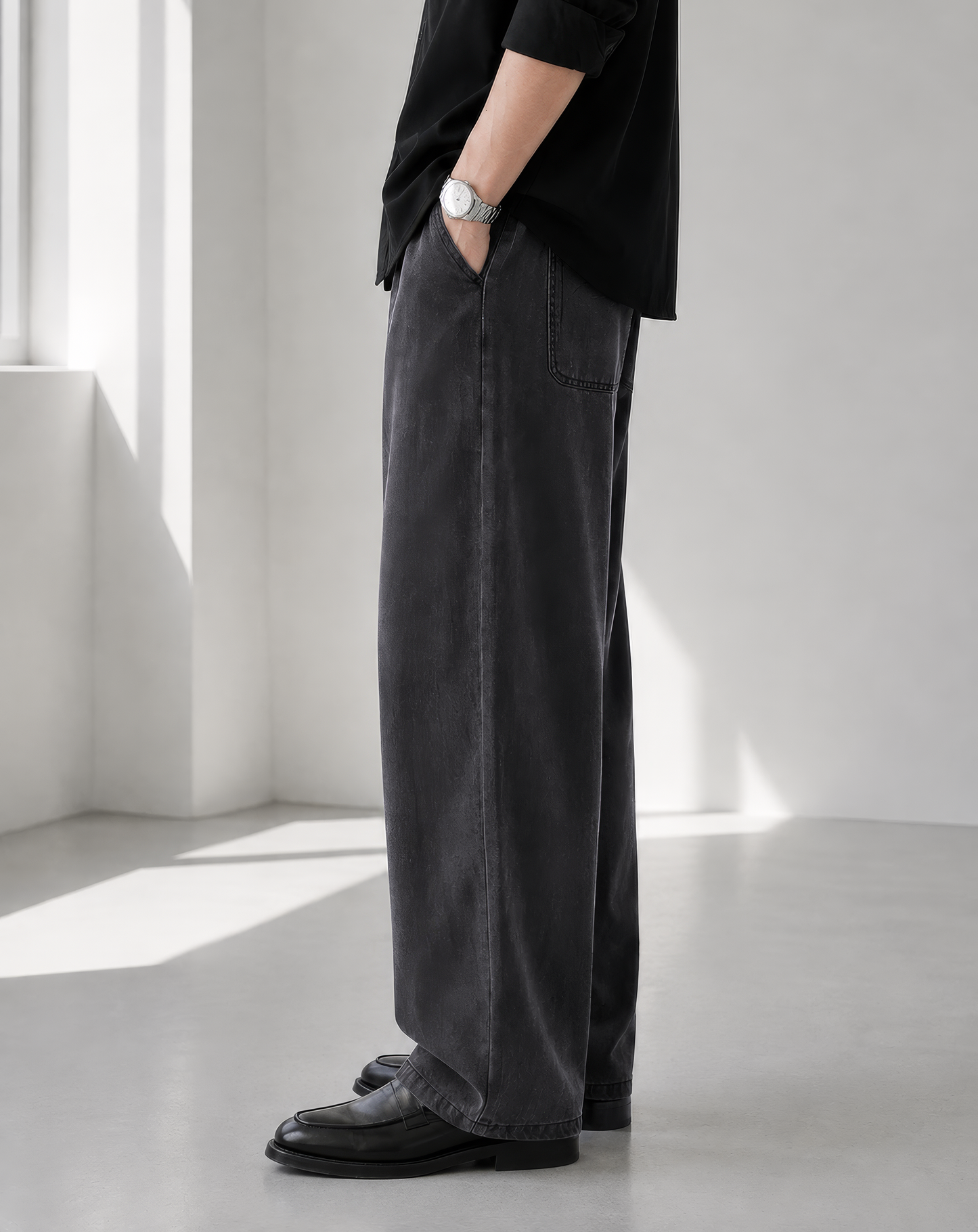 ♂Faded Black Wide Pants