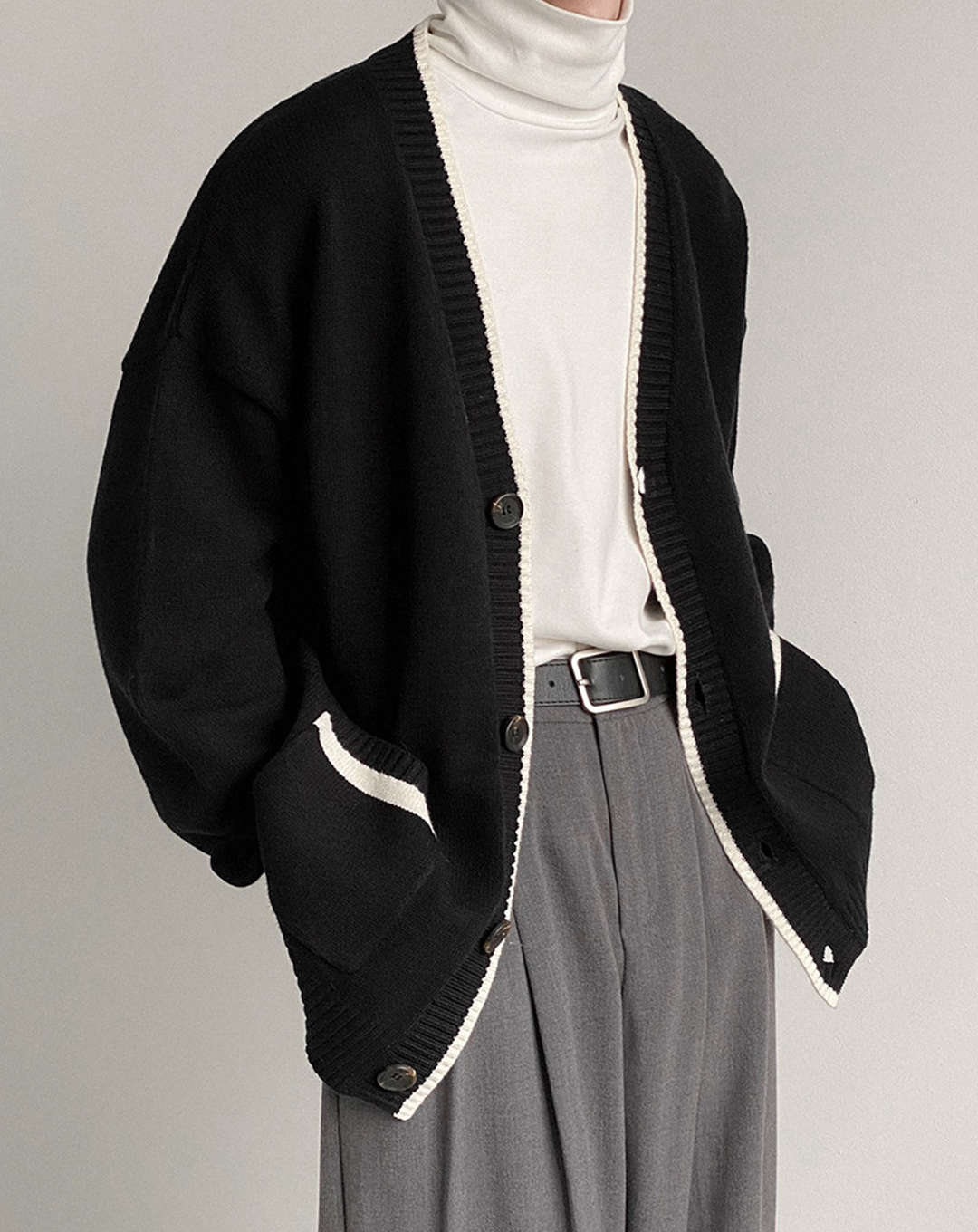 ♂Monochrome Knit Cardigan