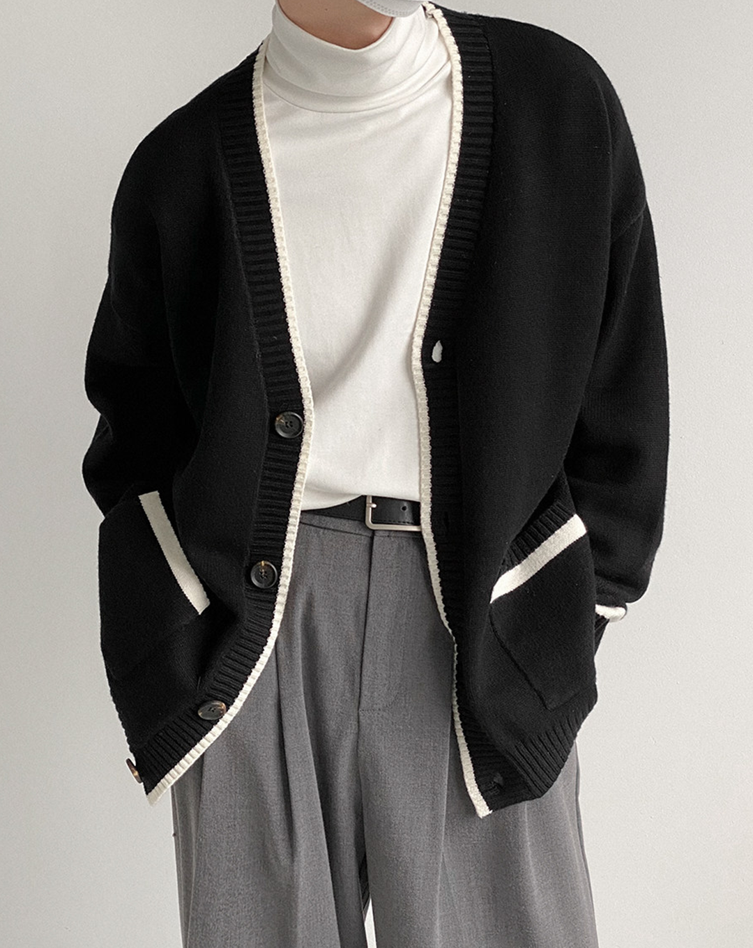 ♂Monochrome Knit Cardigan