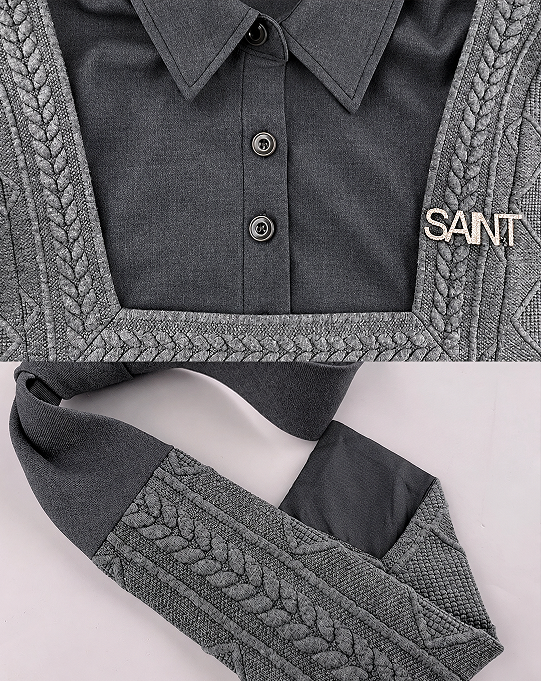 ♀Layered Collar Knit Sweat