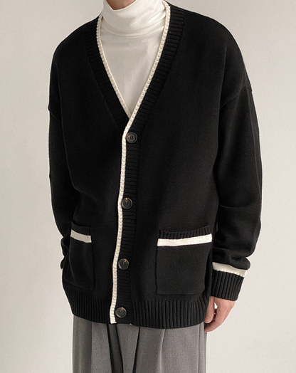 ♂Monochrome Knit Cardigan
