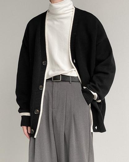 ♂Monochrome Knit Cardigan