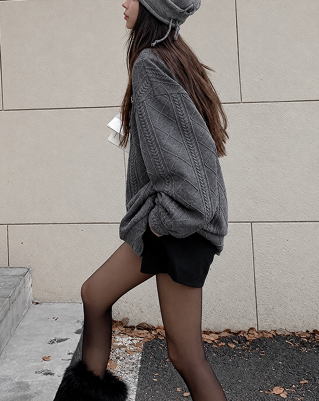 ♀Layered Collar Knit Sweat
