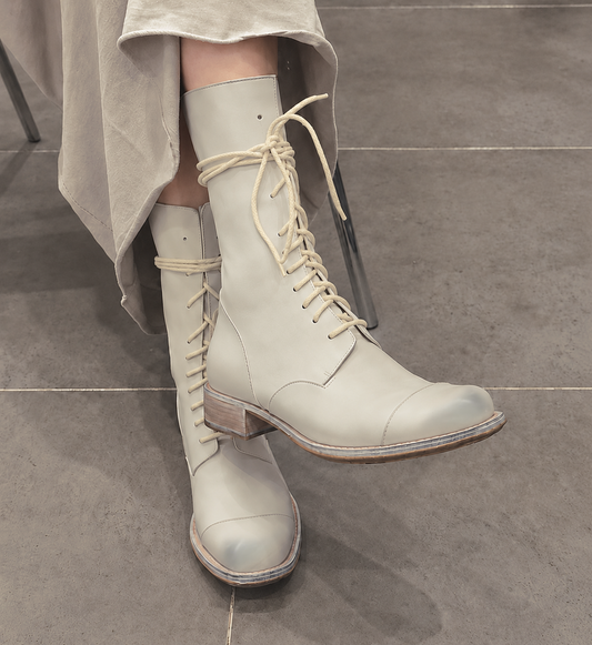 ♀Lace Up Middle Boots