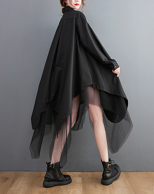 ♀Long Shirt Tulle Dress