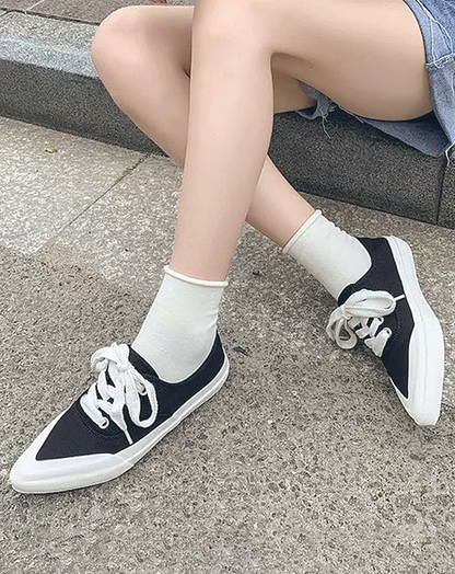 ♀Pointed Toe Canvas Sneakers