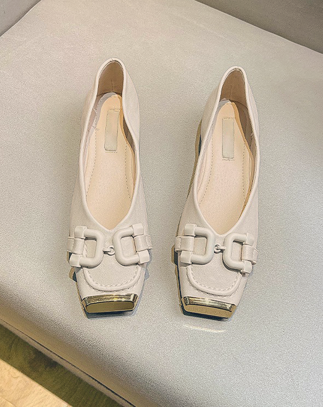 ♀Metallic Toe Buckle Pumps