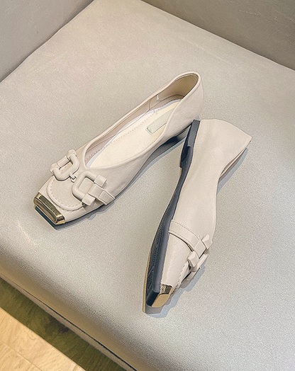 ♀Metallic Toe Buckle Pumps