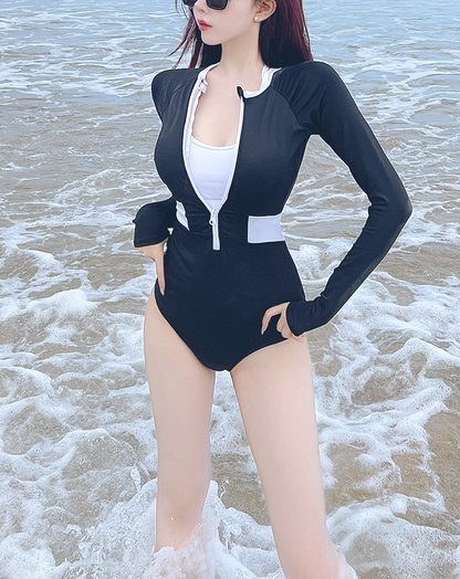 ♀Zip Up Long Sleeve Swimsuit