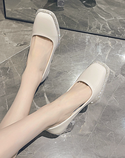 ♀Square Toe Clear Heel Pumps