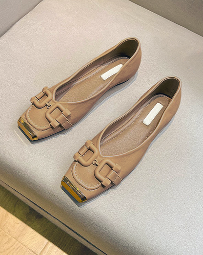 ♀Metallic Toe Buckle Pumps