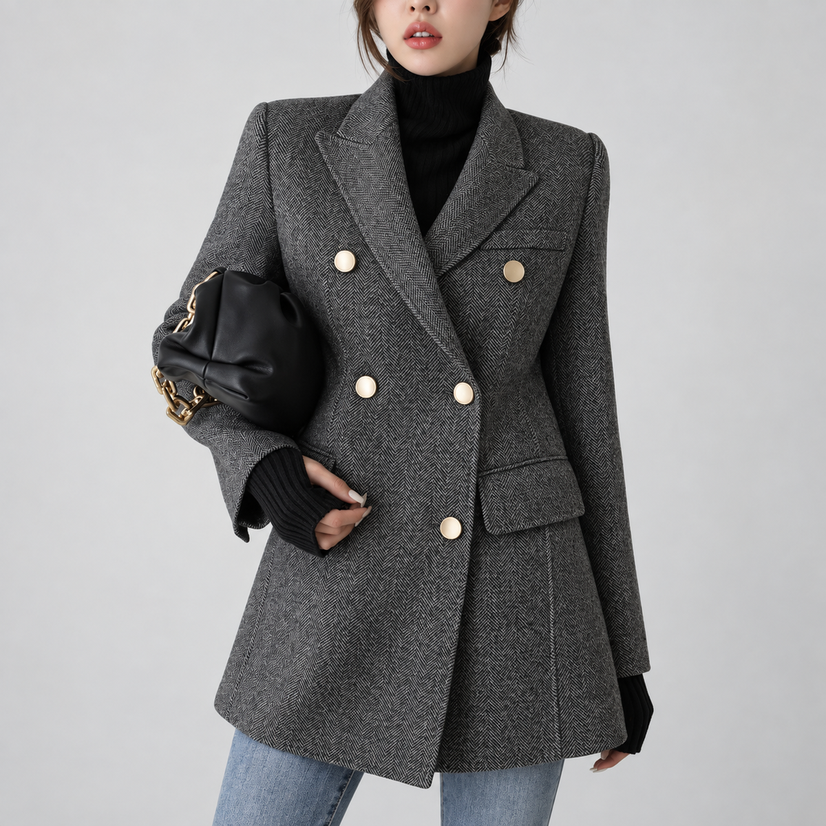 ♀Herringbone Wool Jacket